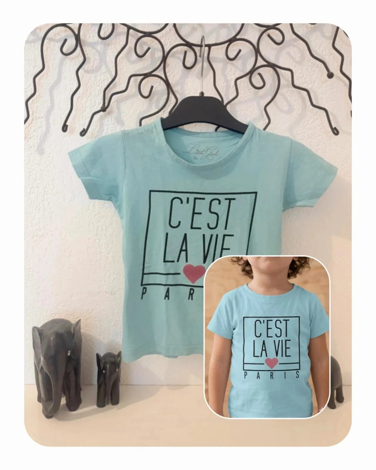 T-shirt "C'est la vie Paris" - Little Girls - Bleu Pastel - 2 ans